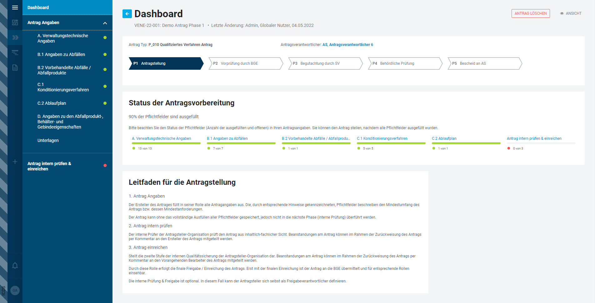 NWL Plattform - Antrag auf Qualifiziertes Verfahren - Dashboard NWL Plattform - Antrag auf Qualifiziertes Verfahren - Dashboard