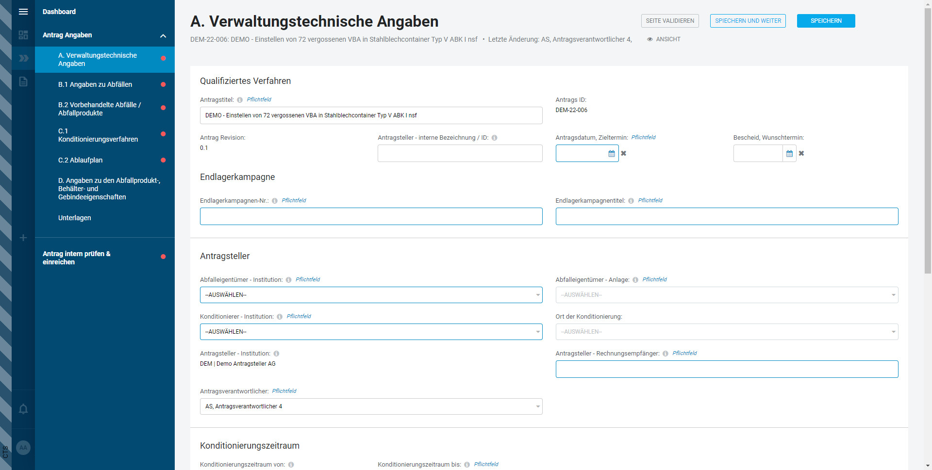 NWL Plattform - Antrag auf Qualifiziertes Verfahren - Seite 'Verwaltungstechnische Angaben' NWL Plattform - Antrag auf Qualifiziertes Verfahren - Seite 'Verwaltungstechnische Angaben'