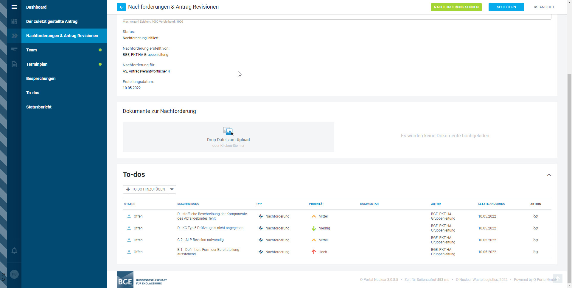 NWL Plattform - Antrag auf Qualifiziertes Verfahren - Seite 'Nachforderung bearbeiten' NWL Plattform - Antrag auf Qualifiziertes Verfahren - Seite 'Nachforderung bearbeiten'